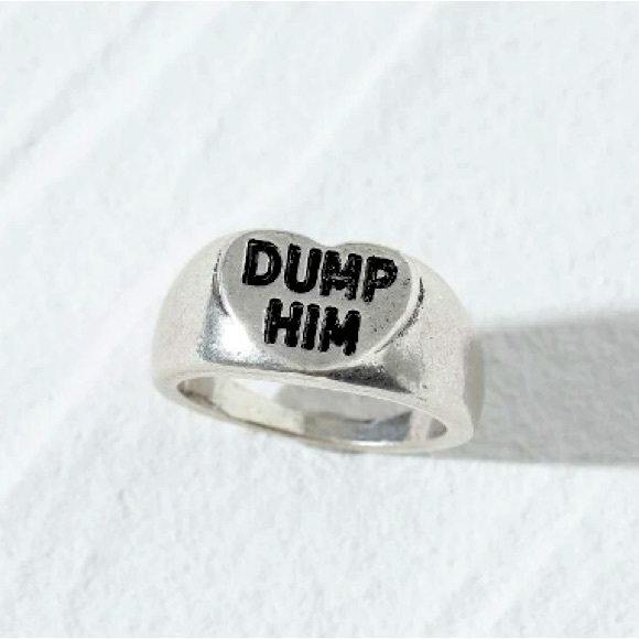Dolls Kill Jewelry - NEW ‘DUMP HIM’ Y2K ENGRAVED LETTER RING